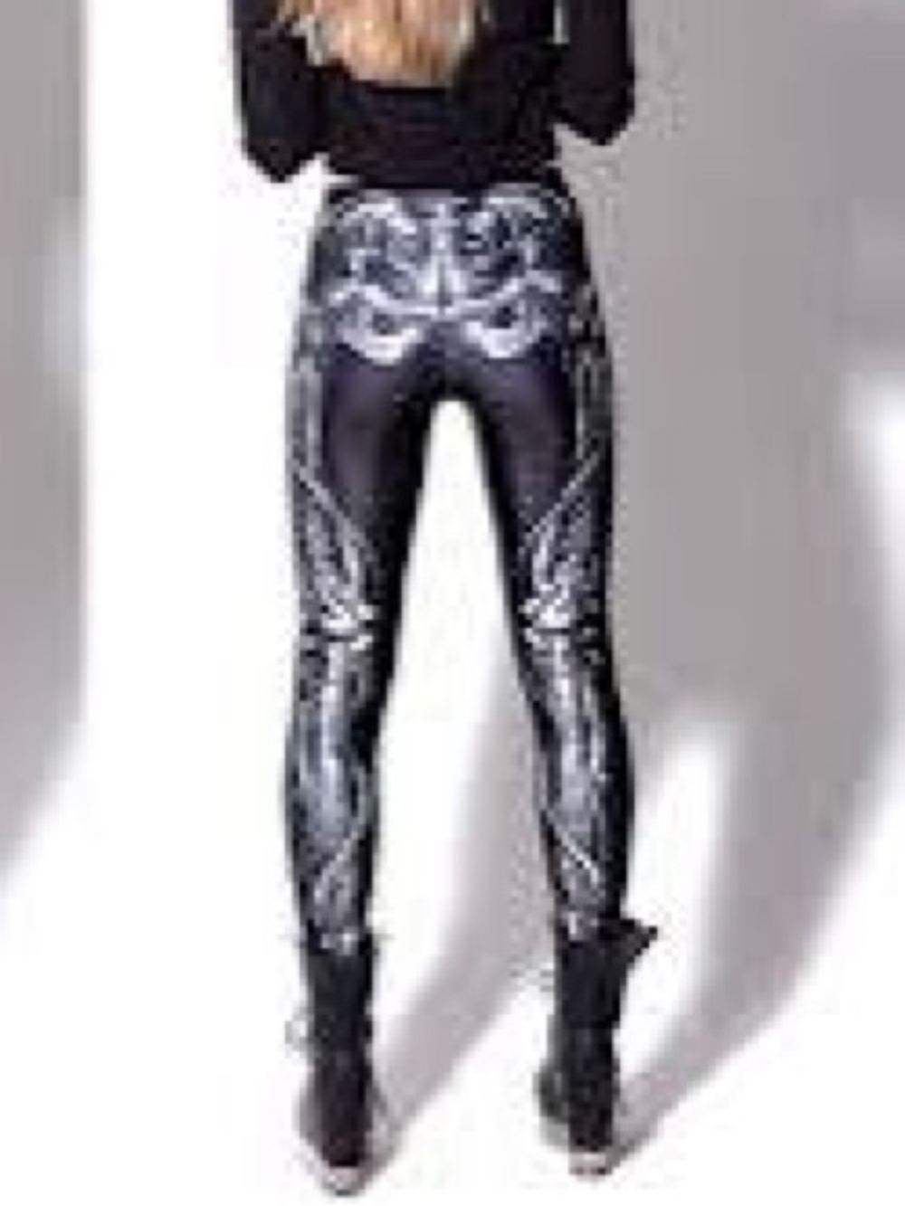 Blackmilk Mechanical Skull (Out of Print) leggings- Black & Silver